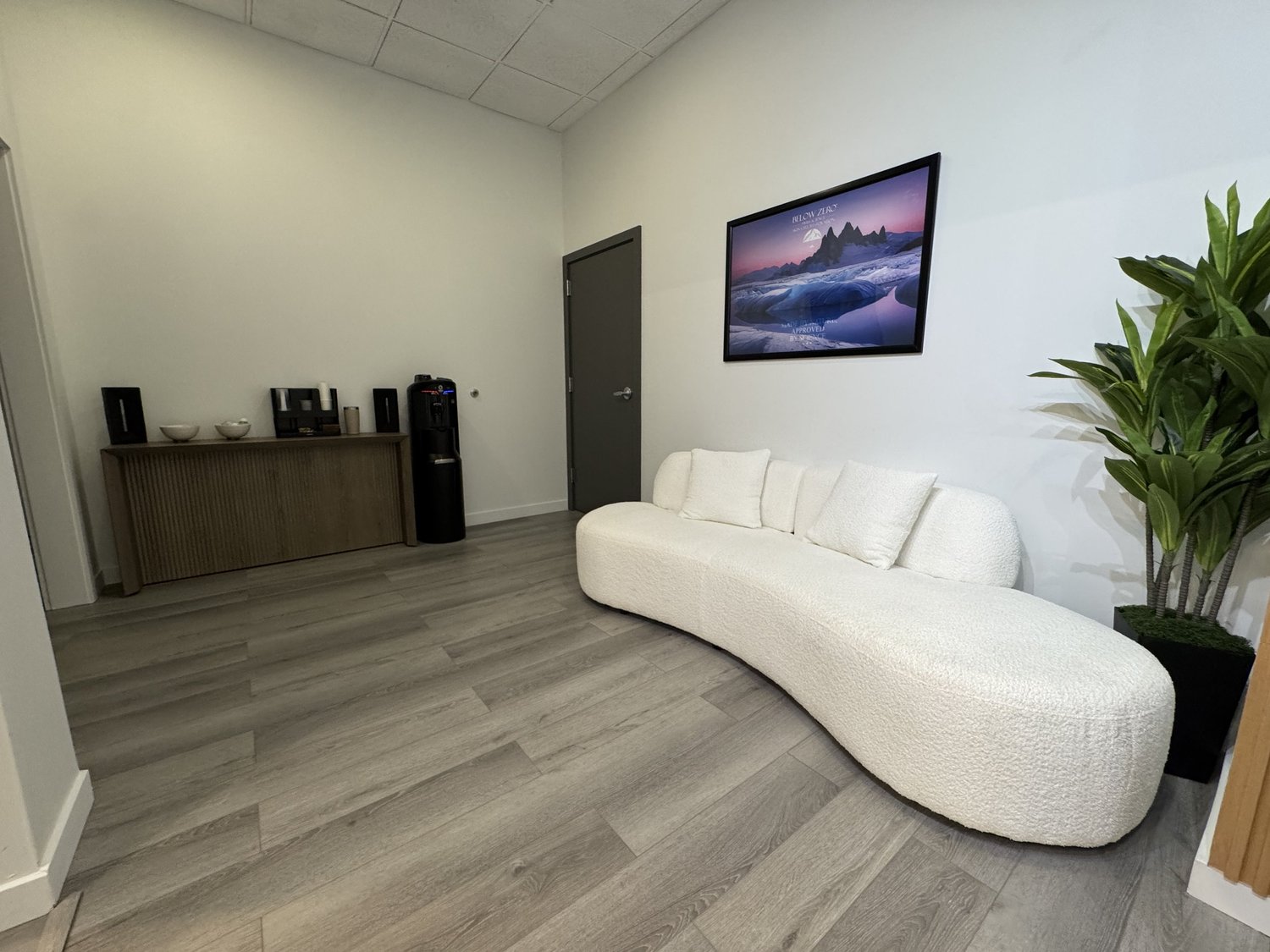 Relaxation lounge with calming ambiance