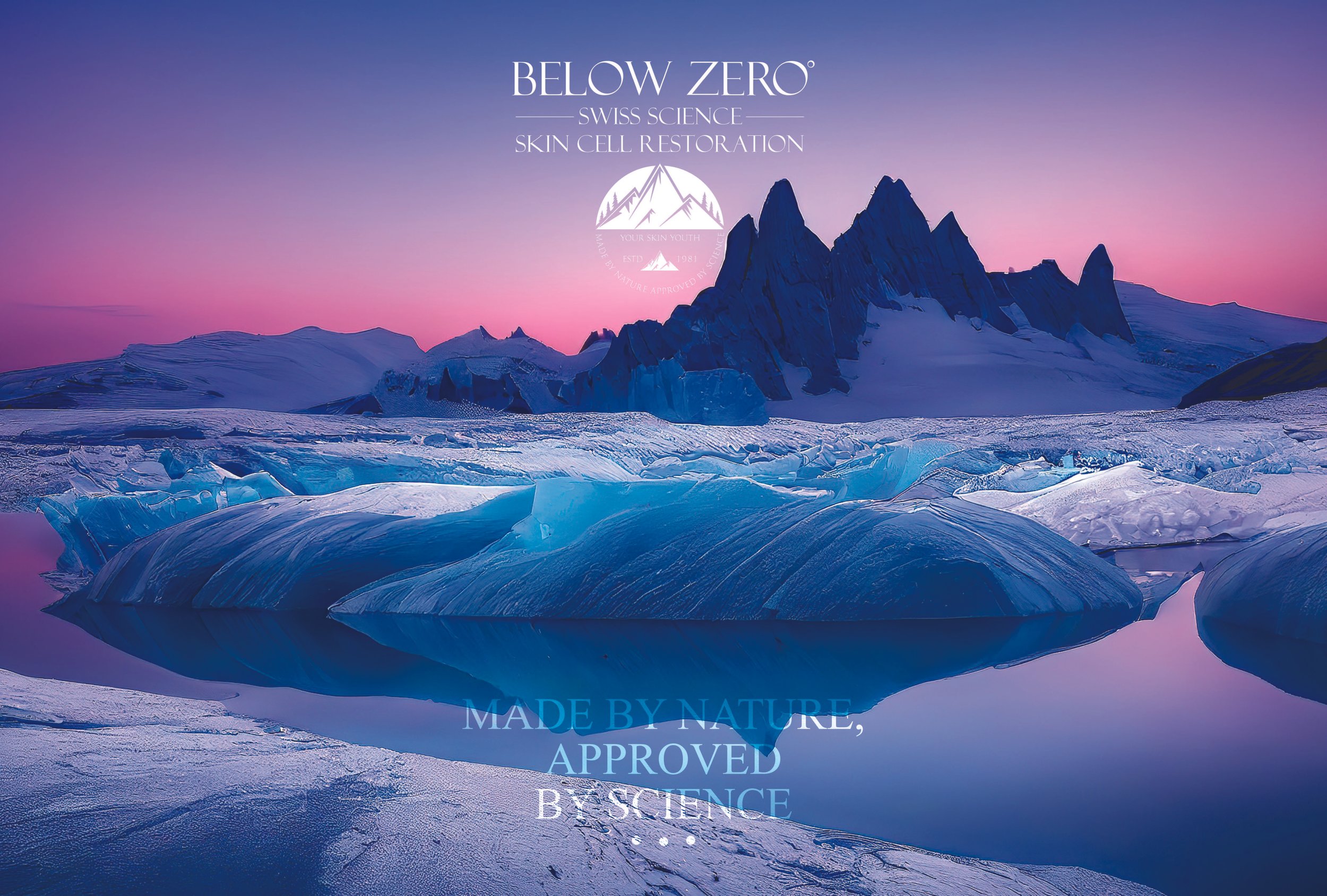 Below Zero Swiss Science alpine landscape — Made by Nature, Approved by Science